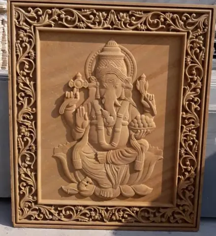 Ganesha with Ornamental Vine Frame Mural — OS-SM-045