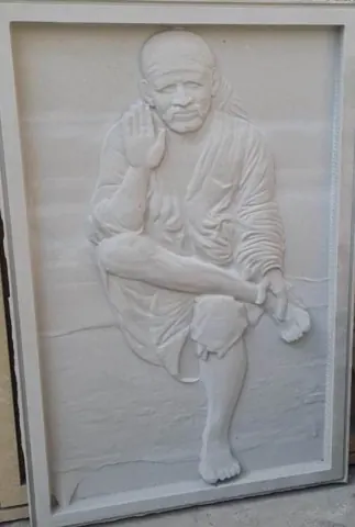 Seated Sai Baba Stone Mural — OS-SM-118
