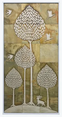 Tall Leaf Trees and Woodland Stone Panel — OS-SM-132