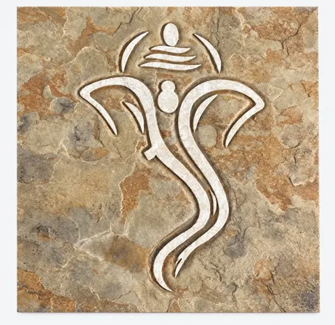Minimal Ganesha Linework on Earthy Stone — OS-SM-176