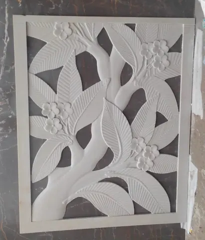 Framed Flower and Leaf Stone Jali — OS-SM-081