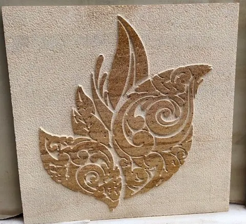 Ornamental Leaf Stone Accent Mural — OS-SM-093