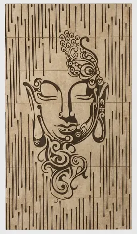 Buddha Portrait with Vertical Reed Texture — OS-SM-129