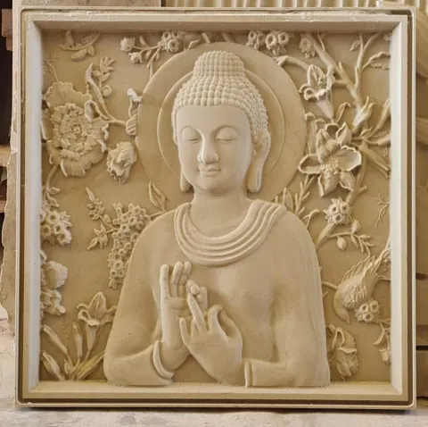 Buddha Blessing Floral Stone Mural — OS-SM-010