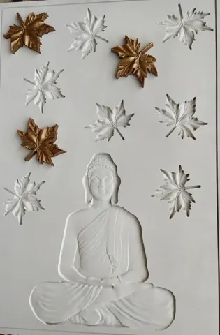 Meditating Buddha with Scattered Leaves Mural — OS-SM-094