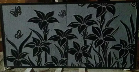 Lily and Butterfly Contrast Stone Mural — OS-SM-040