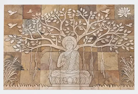 Meditating Buddha beneath Hanging Tree Roots — OS-SM-137
