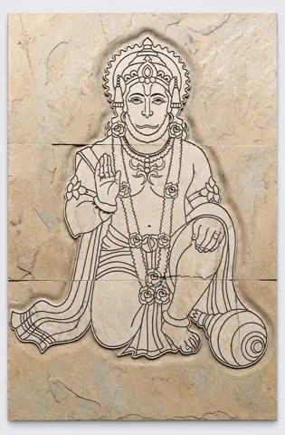 Seated Hanuman Devotional Stone Mural — OS-SM-134