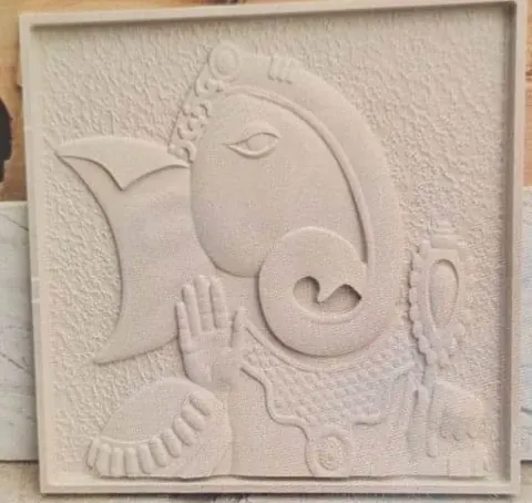 Ganesha Profile Textured Stone Mural — OS-SM-027