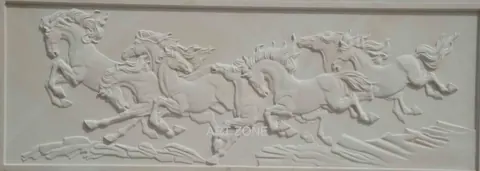 Horses in Motion Landscape Stone Relief — OS-SM-110