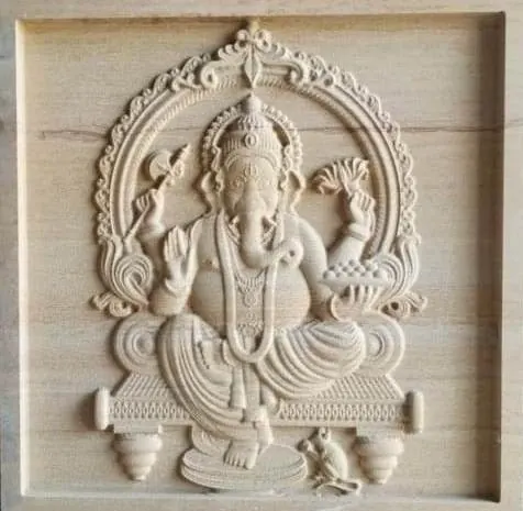 Ganesha beneath Ornamental Halo Stone Mural — OS-SM-116