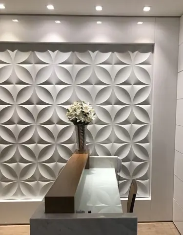 Four-Petal Geometric Stone Feature Wall — OS-SM-095