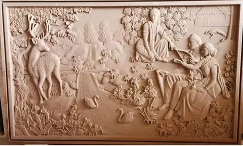 Pastoral Figures and Woodland Stone Mural — OS-SM-119