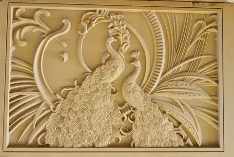 Peacock Pair Ornamental Stone Mural — OS-SM-072