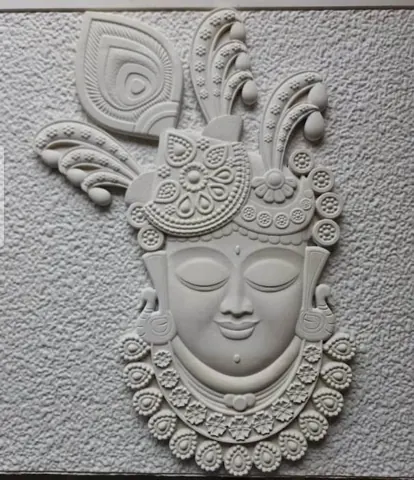 Krishna Portrait with Peacock Crown Relief — OS-SM-112