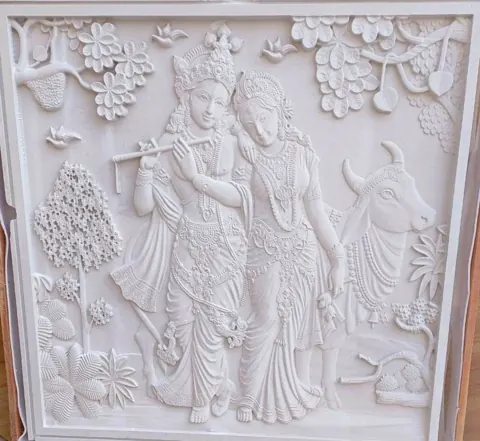 Radha Krishna with Lotus Garden Mural — OS-SM-106