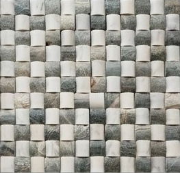 Grey and White Rounded Checker Natural Stone Wall Cladding — OS-NWC-107