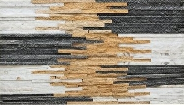 Ivory Gold and Charcoal Interlock Natural Stone Wall Cladding — OS-NWC-149