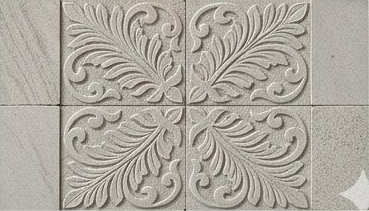 Silver Ivory Ornamental Scroll Panel Natural Stone Wall Cladding — OS-NWC-154