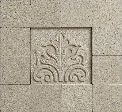 Ivory Framed Botanical Relief Natural Stone Wall Cladding — OS-NWC-159