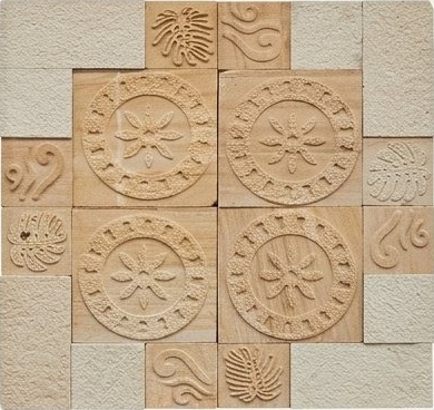 Sand Circular Motif Mosaic Natural Stone Wall Cladding — OS-NWC-160