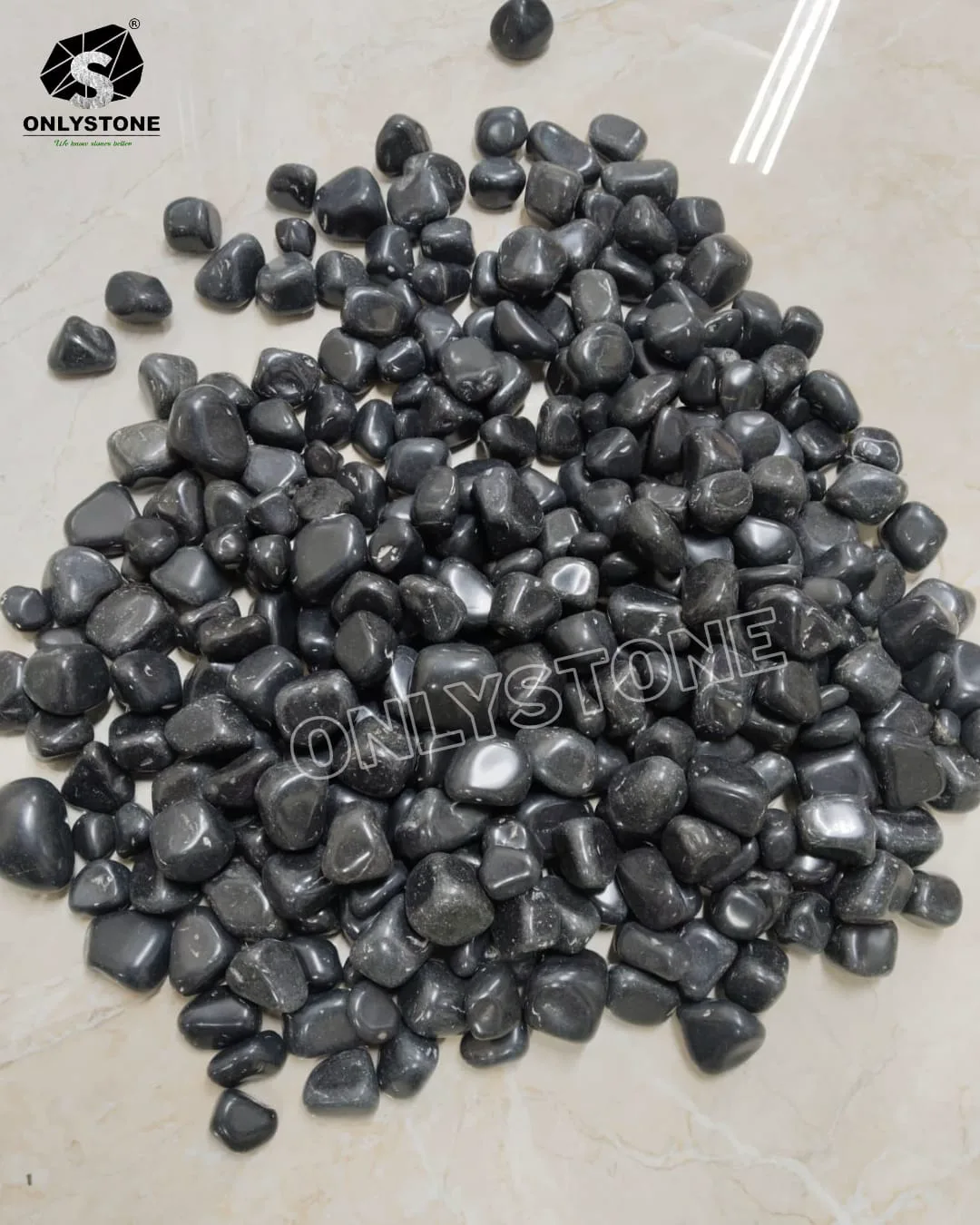 Black Granite Pebbles — OS-PB-001 Natural Pebbles