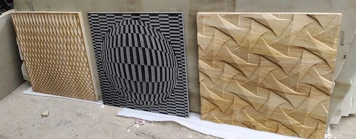 Angular Fold Warm-Toned Stone Panel — OS-SM-083, view 2