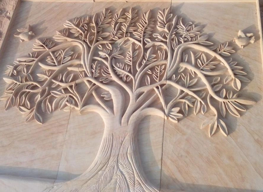 Branching Tree Botanical Stone Relief — OS-SM-009, view 2