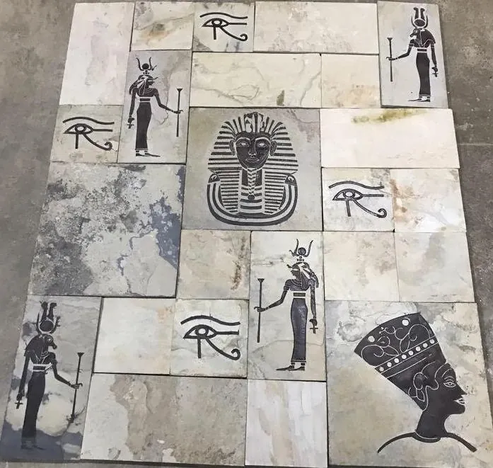 Egyptian Motifs on Light Stone Panel — OS-SM-166, view 2