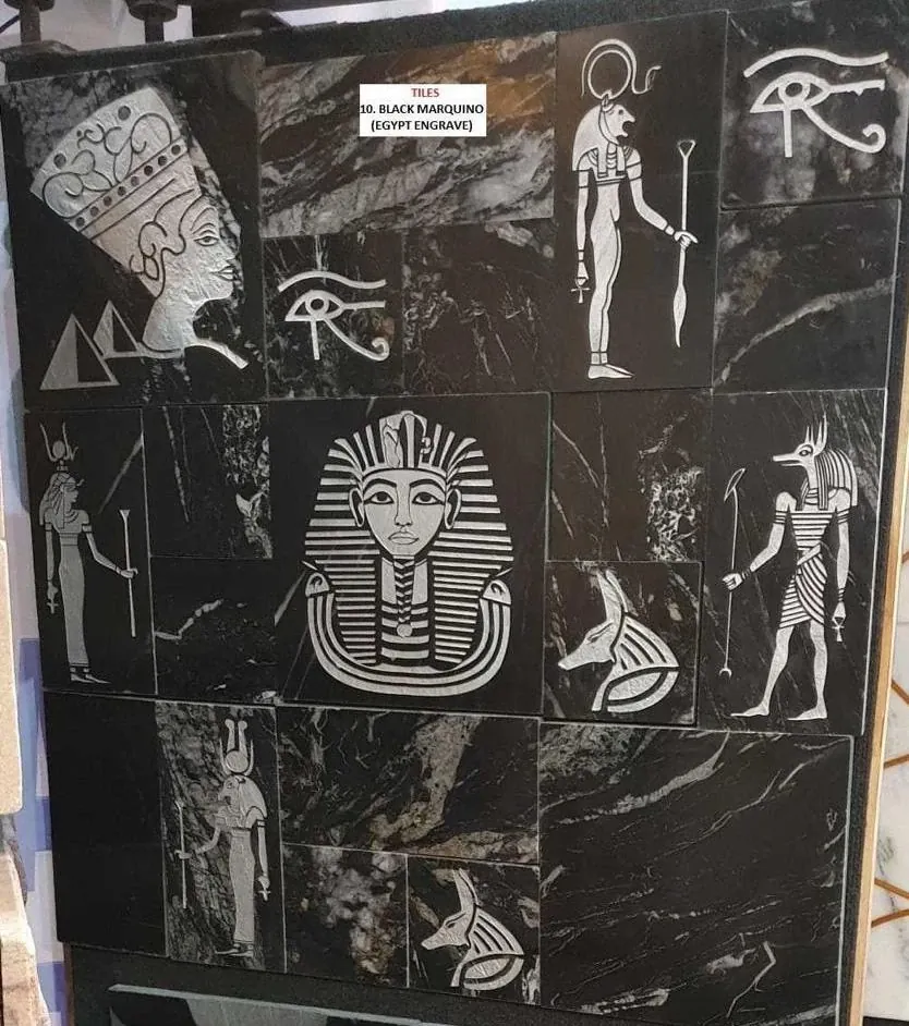 Egyptian Symbols on Dark Stone Panel — OS-SM-172, view 2