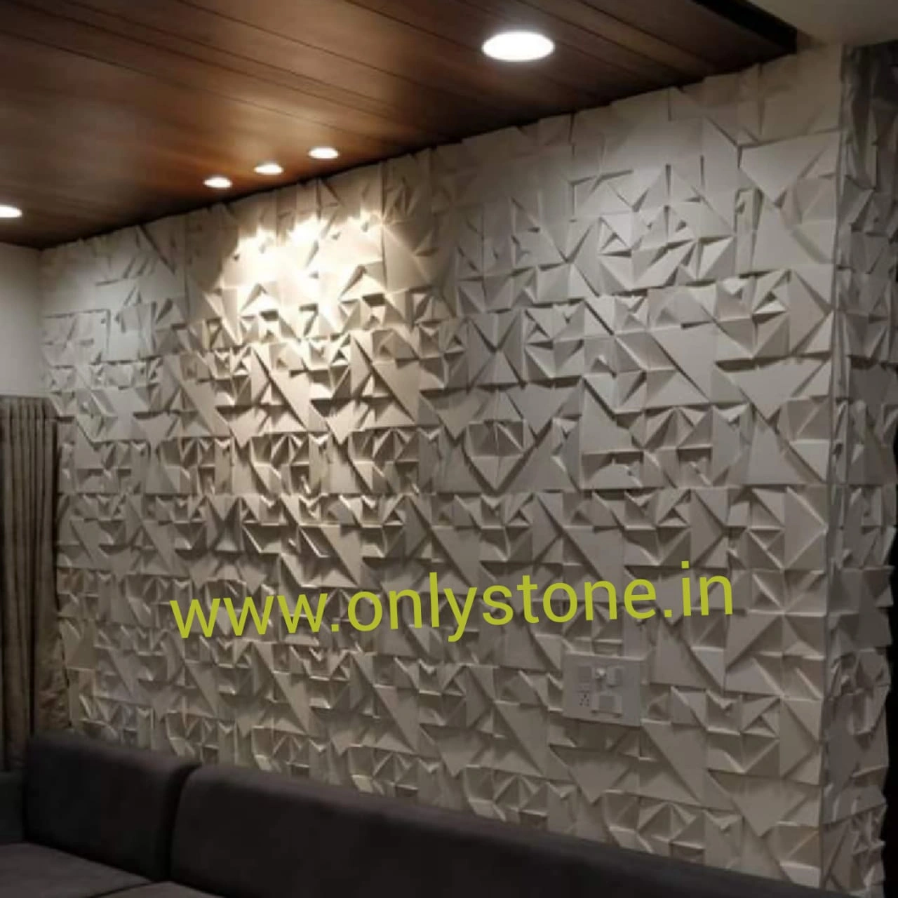 Faceted Triangle Stone Feature Wall — OS-SM-035 Relief Panels