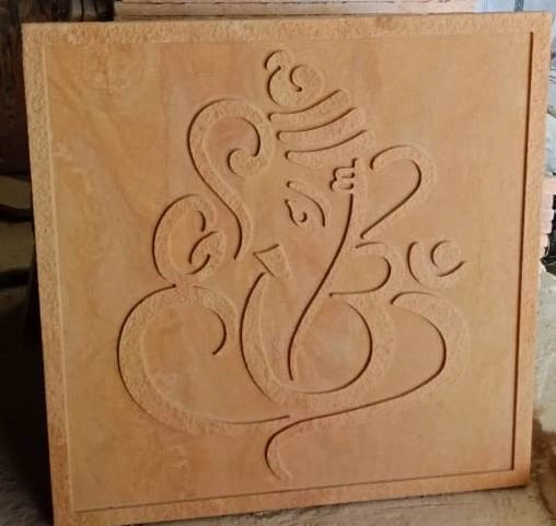 Ganesha Flowing Line Stone Mural — OS-SM-021 Carved Murals