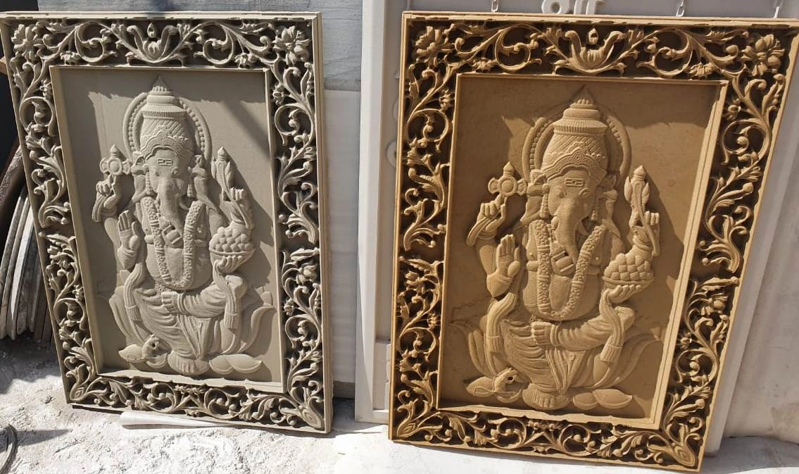 Ganesha with Ornamental Vine Frame Mural — OS-SM-045, view 2