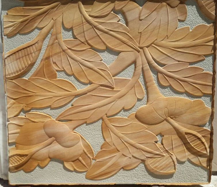 Layered Lotus Leaf Stone Relief — OS-SM-007 Relief Panels