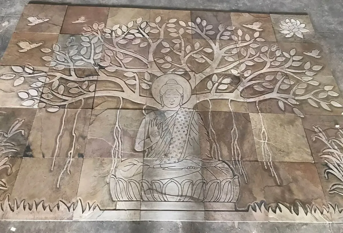 Meditating Buddha beneath Hanging Tree Roots — OS-SM-137, view 2