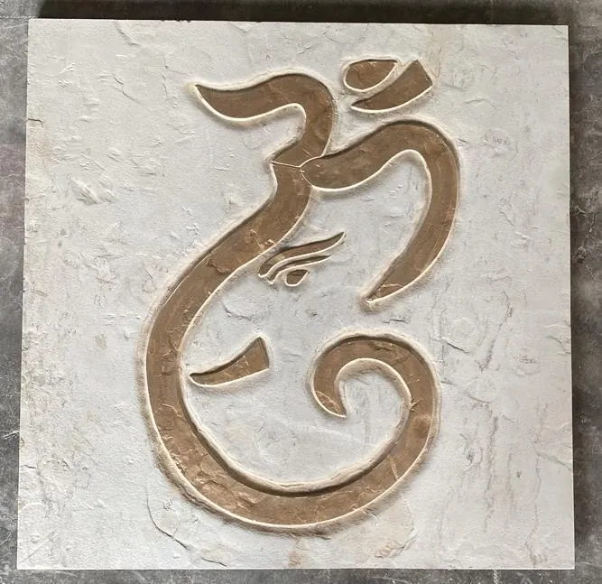 Om and Ganesha Fusion on Ivory Stone — OS-SM-177, view 2