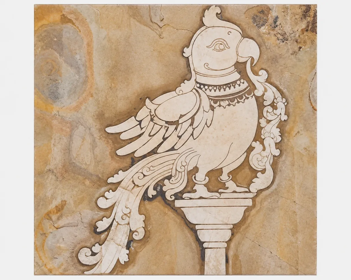 Ornamental Parrot Stone Relief — OS-SM-189 Carved Murals