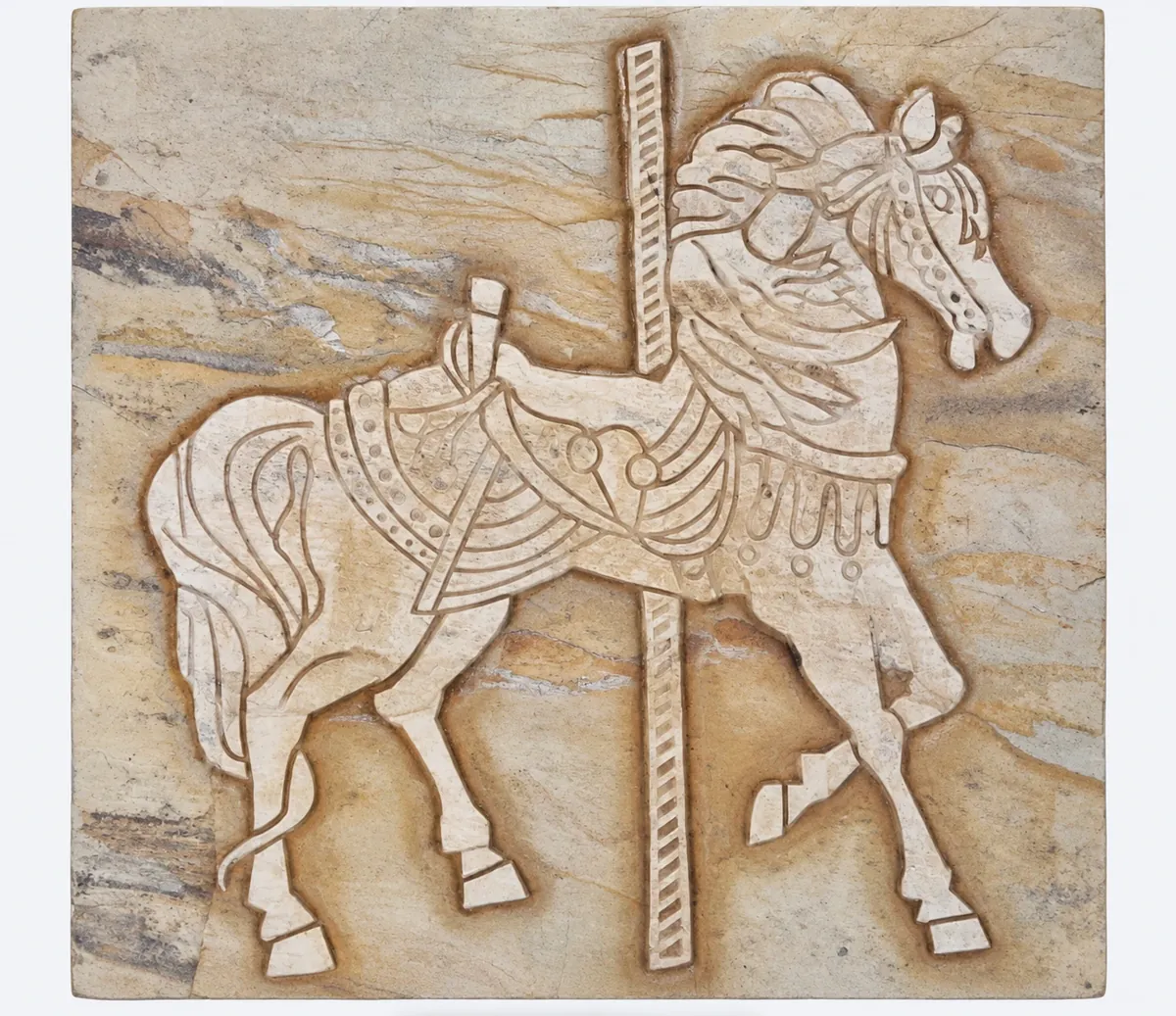Ornamented Horse Stone Relief — OS-SM-188 Carved Murals