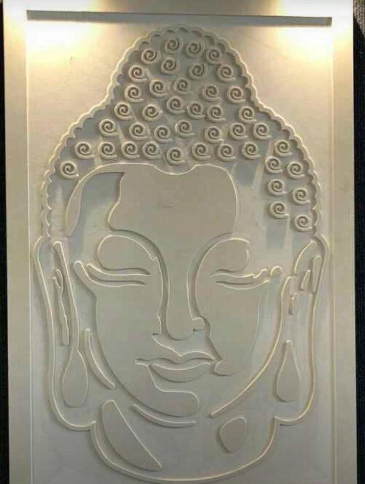 Serene Buddha Face Stone Relief — OS-SM-031 Carved Murals