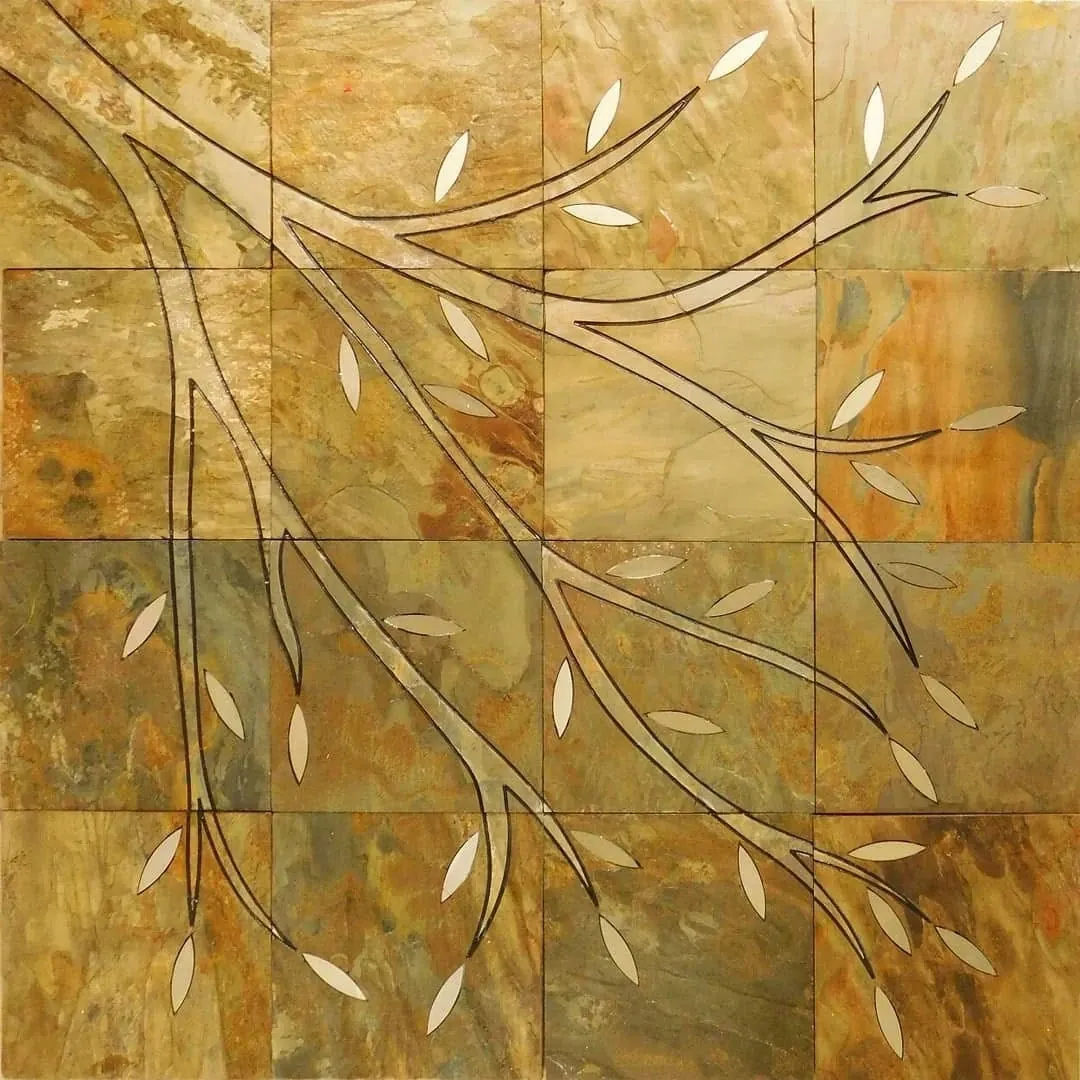 Sweeping Branch and Ivory Leaf Stone Panel — OS-SM-133, view 2