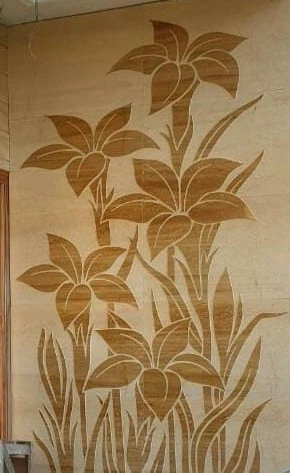 Tall Lily Garden Stone Mural — OS-SM-056 Carved Murals