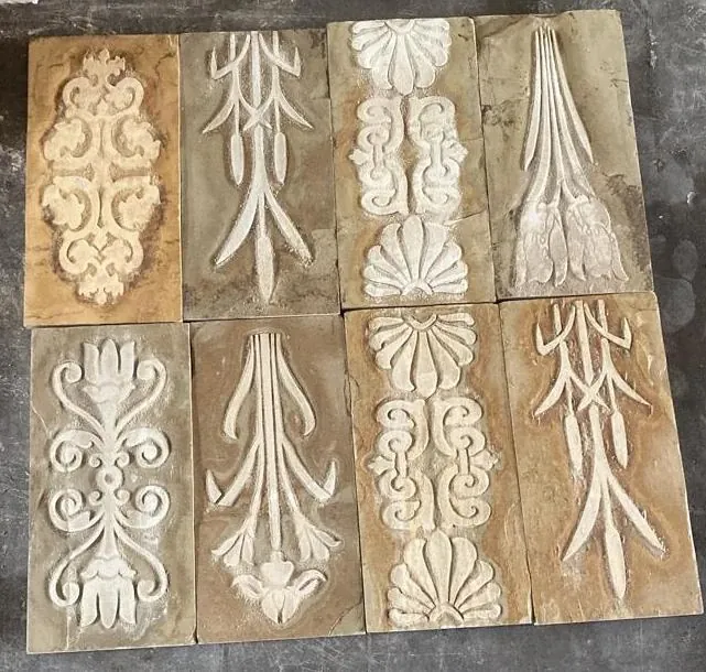 Vertical Leaf and Floral Stone Border Set — OS-SM-148, view 2